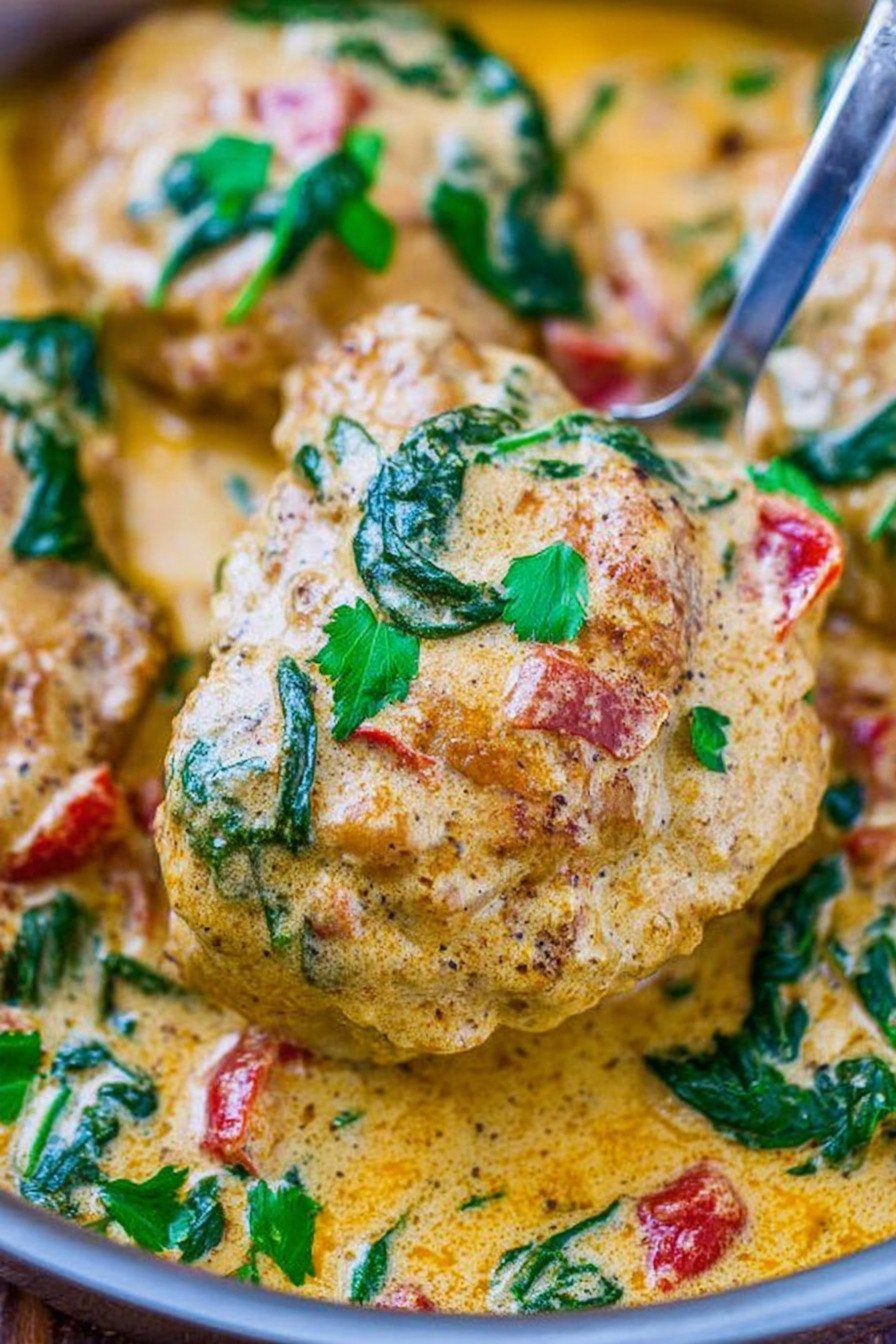Creamy Chicken Thighs with Spinach Parmesan Sauce extra recipe photo