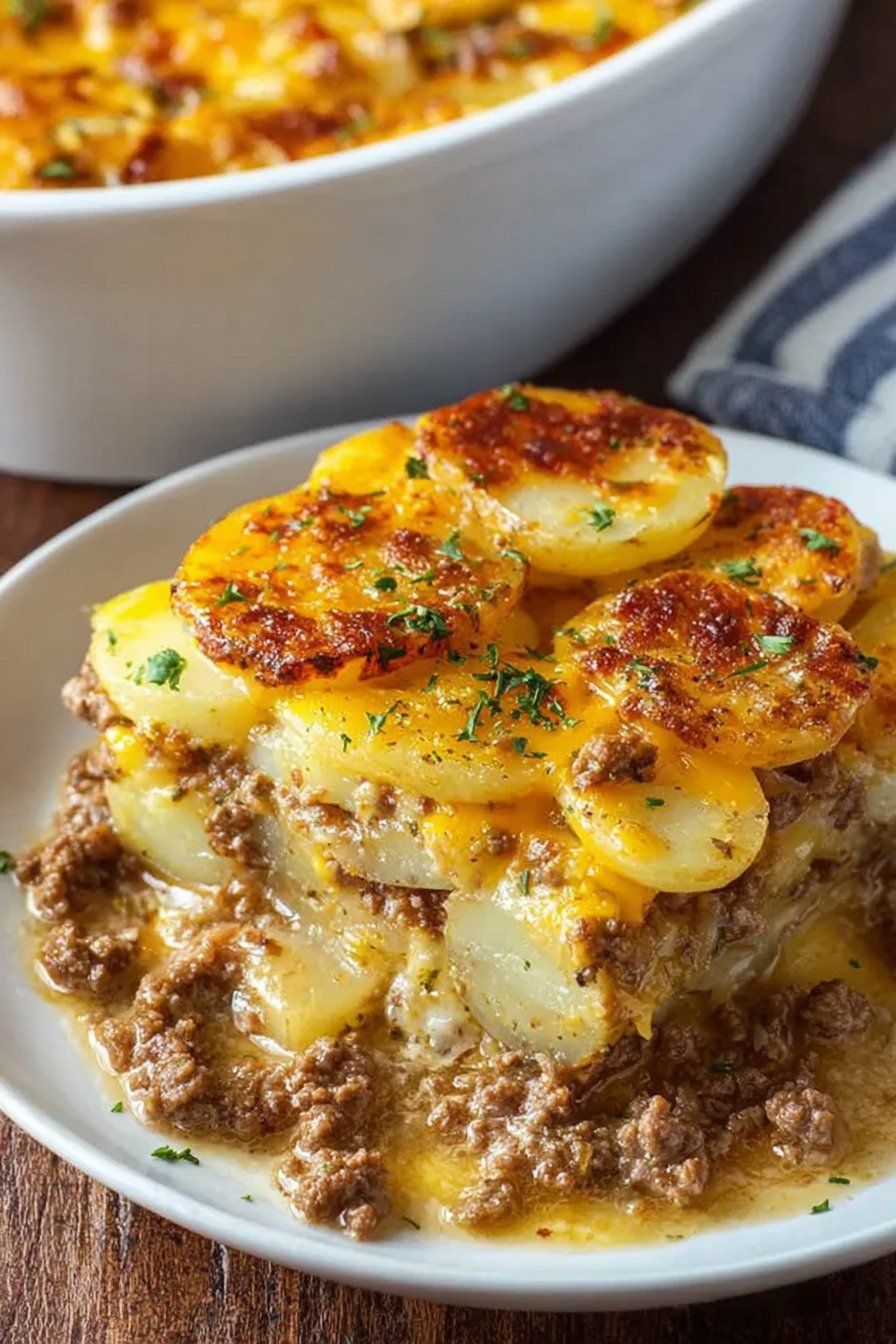 Cheesy Hamburger Potato Casserole final result
