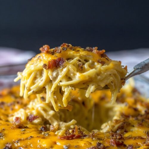 Cheesy Crack Chicken Spaghetti Bake extra recipe photo