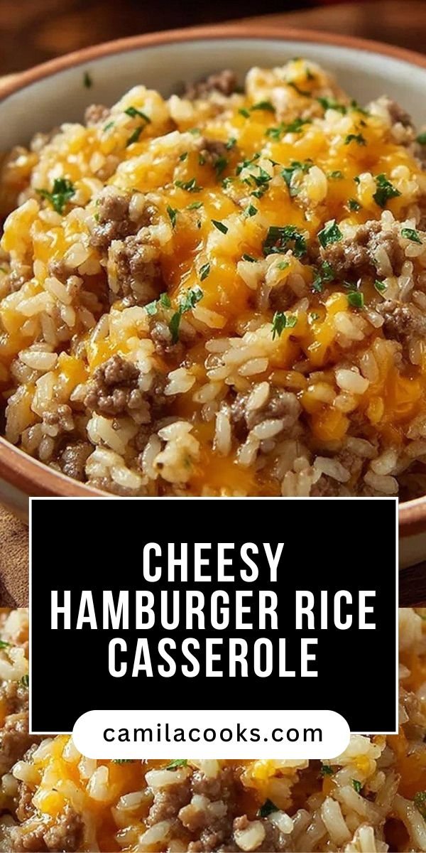 A Comforting Classic: Cheesy Hamburger Rice Casserole save this recipe