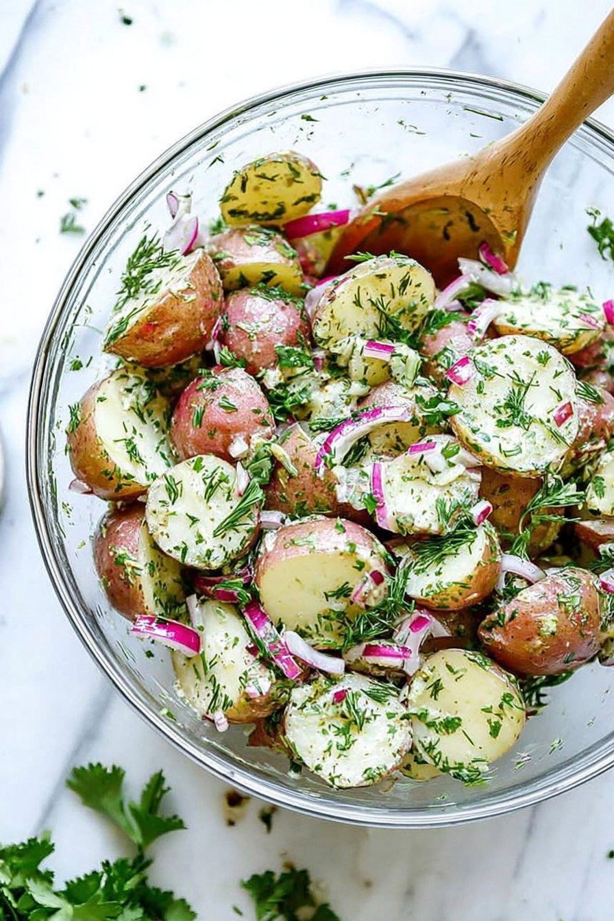 No-Mayo Potato Salad with Herbs final result