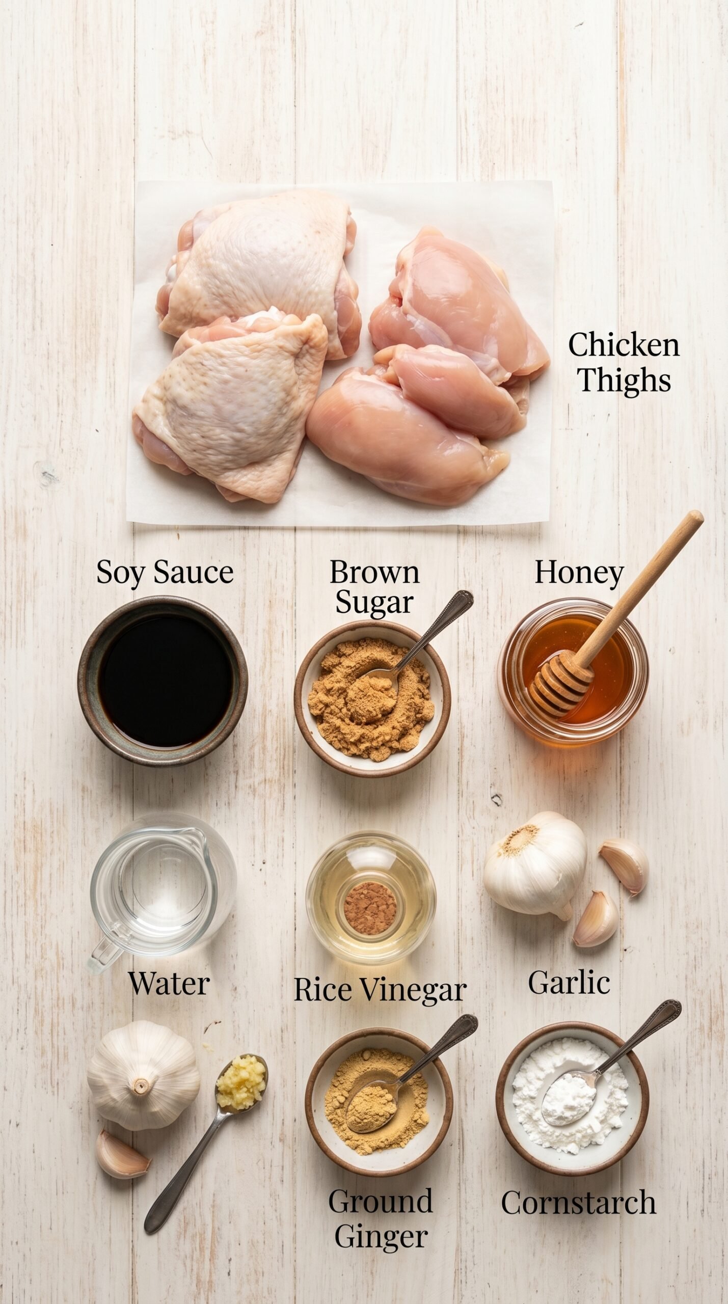 Oven Baked Teriyaki Chicken Thighs with Sticky Homemade Sauce recipe ingredients