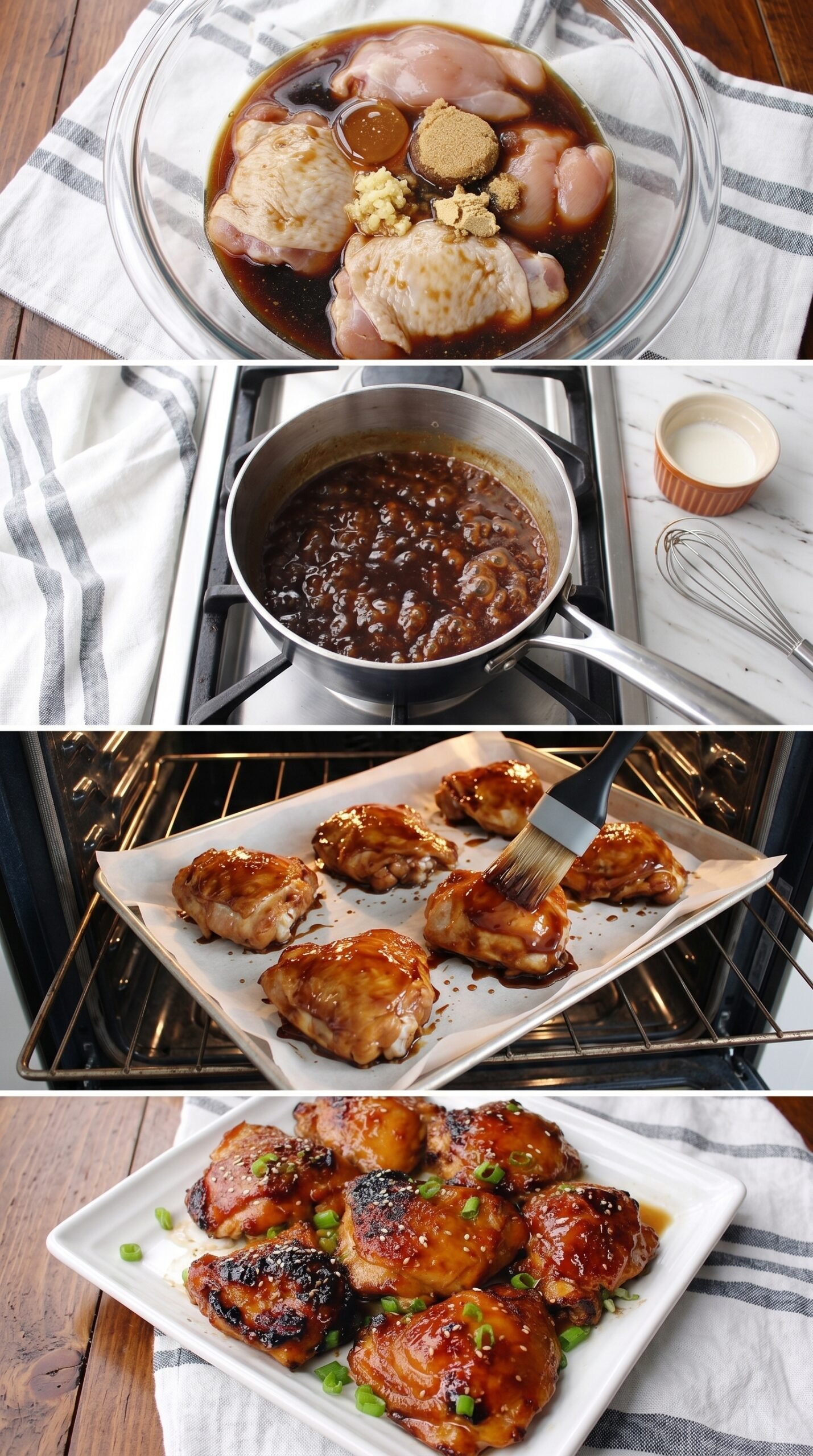 Oven Baked Teriyaki Chicken Thighs with Sticky Homemade Sauce recipe instructions