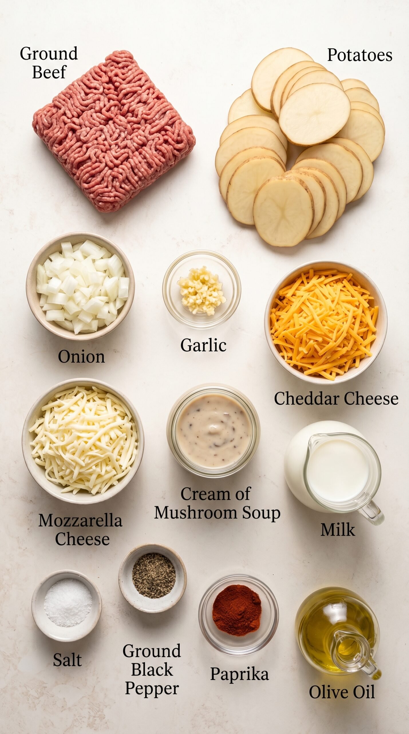 Cheesy Hamburger Potato Casserole recipe ingredients