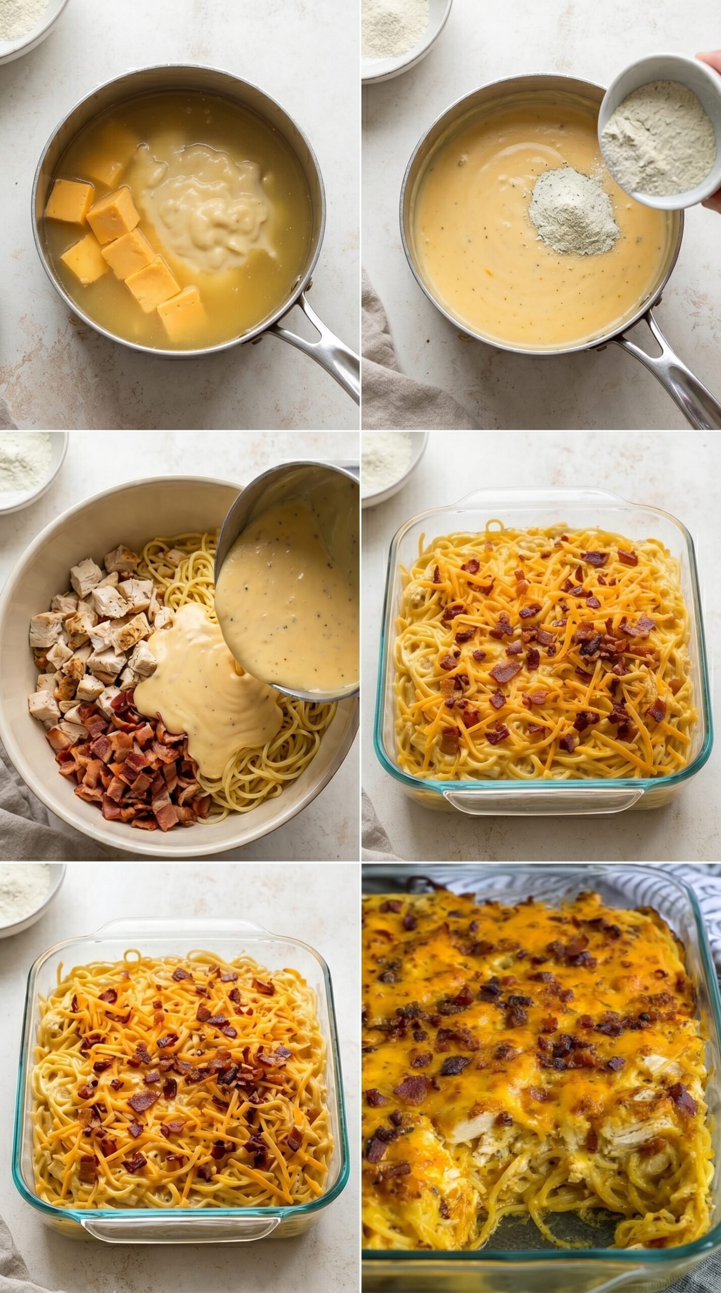 Cheesy Crack Chicken Spaghetti Bake recipe instructions