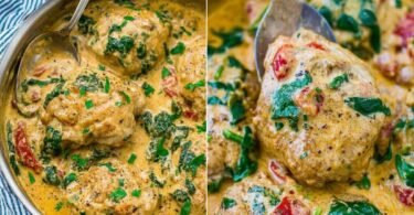 Creamy Chicken Thighs with Spinach Parmesan Sauce recipe photo