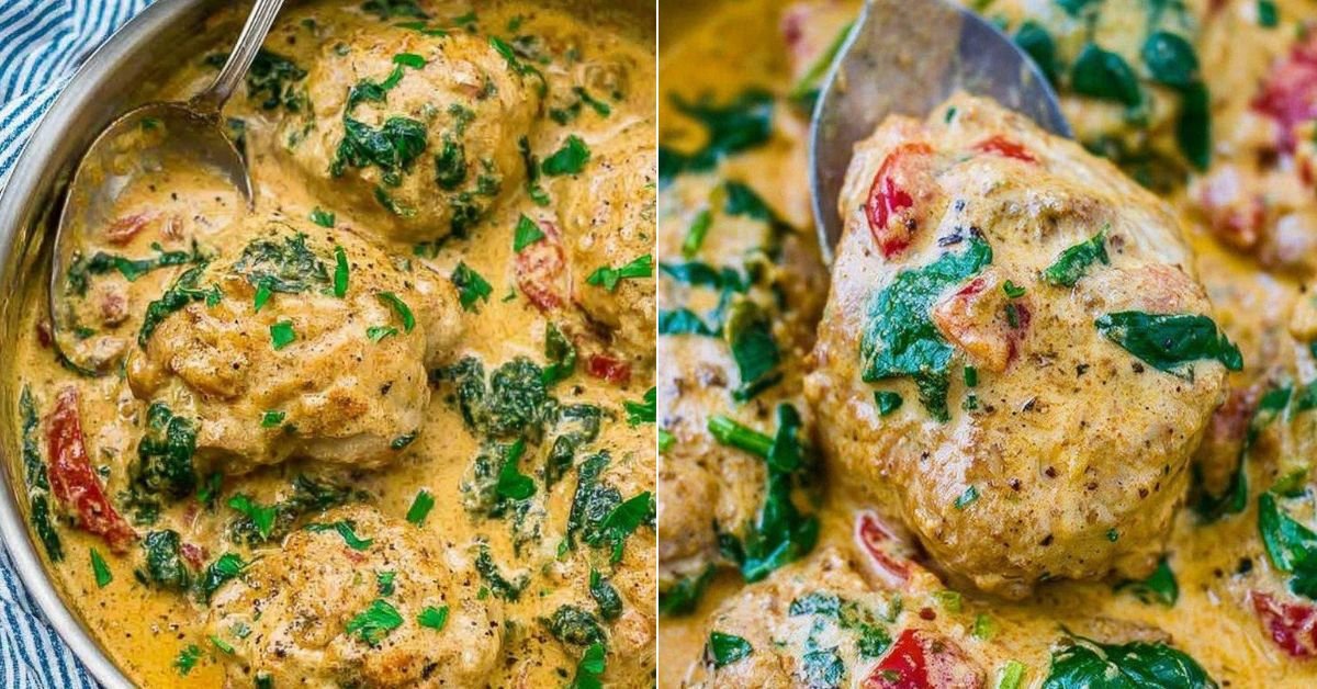 Creamy Chicken Thighs with Spinach Parmesan Sauce recipe photo