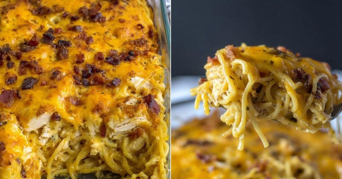 Cheesy Crack Chicken Spaghetti Bake recipe photo