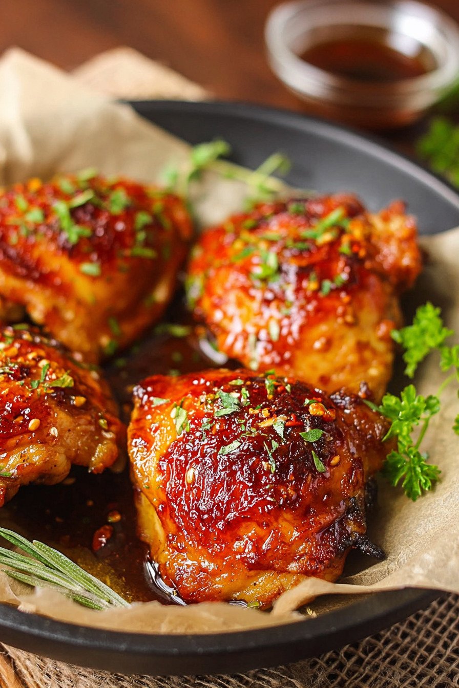 Hot Honey Chicken Thighs with Crispy Skin and Sticky Butter Glaze extra recipe photo