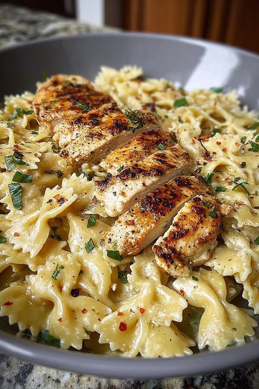 Creamy Garlic Parmesan Chicken Pasta final result