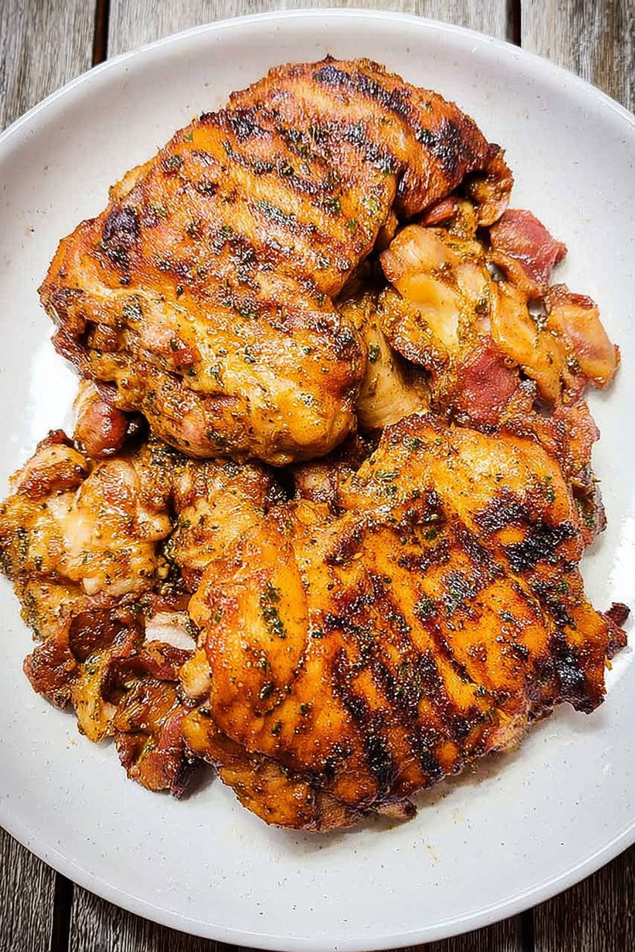Smoked Boneless Skinless Chicken Thighs on Pellet Grill final result