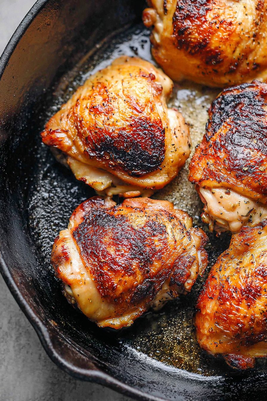 Cast Iron Chicken Thighs with Crispy Skin final result