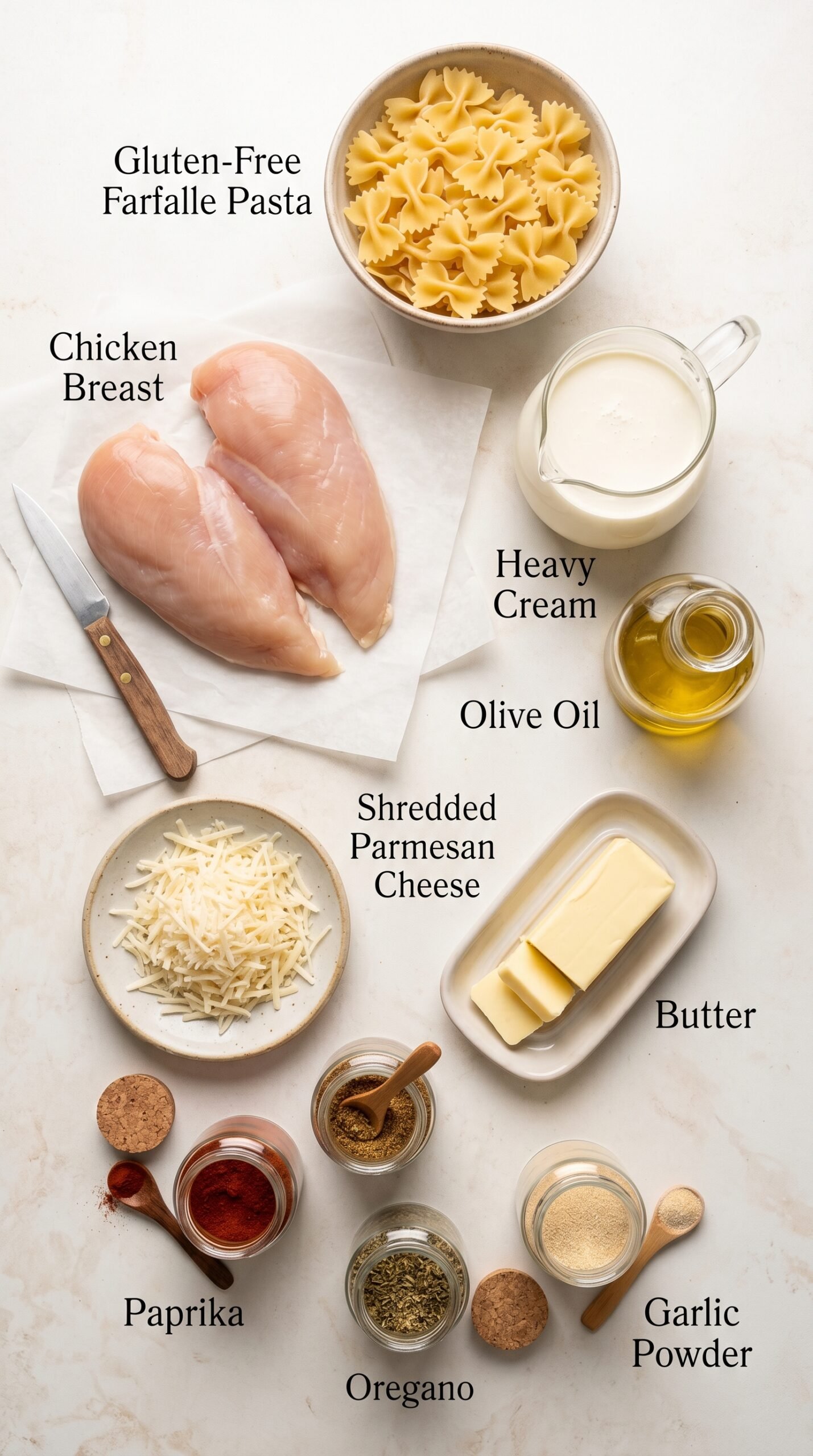 Creamy Garlic Parmesan Chicken Pasta recipe ingredients