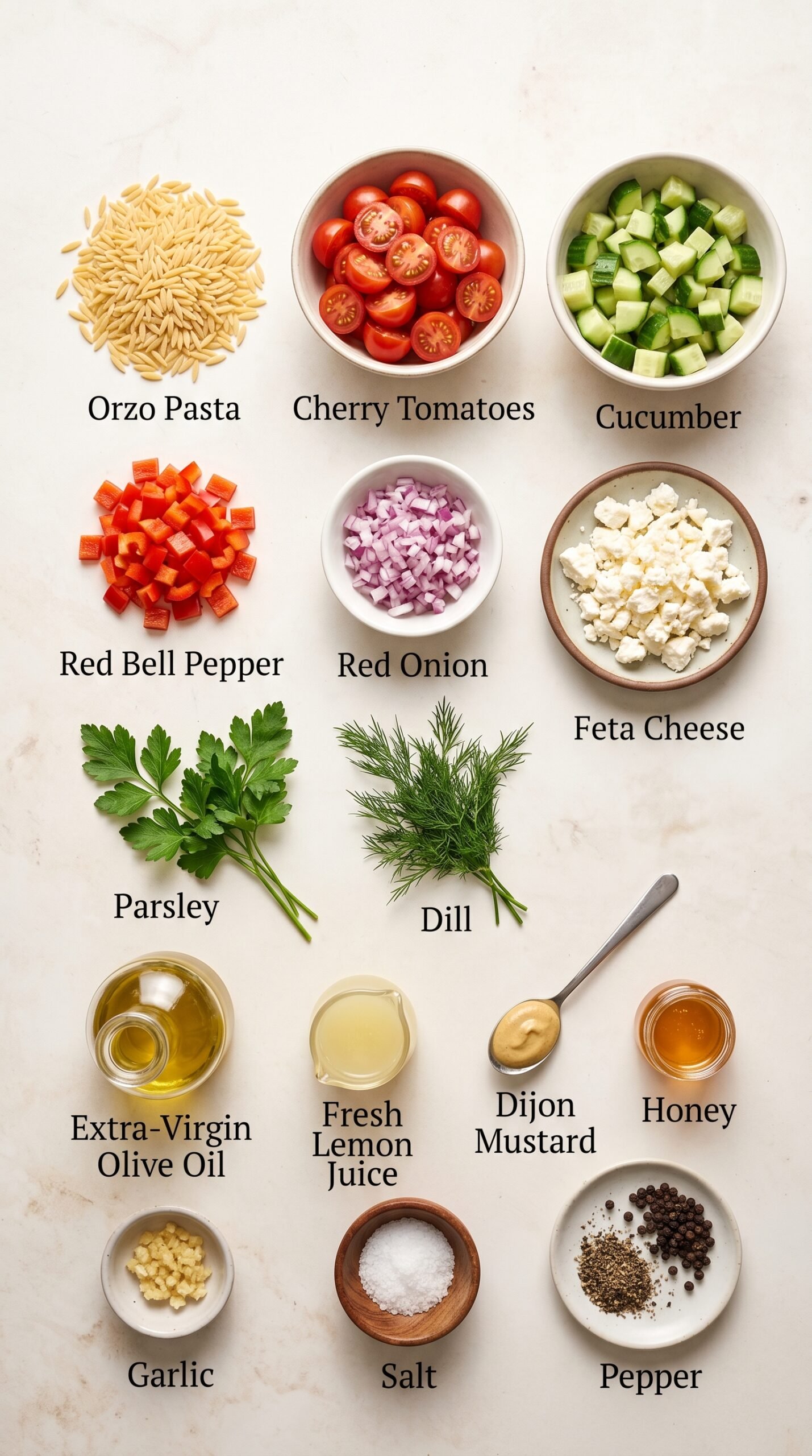 Easy Lemon Orzo Pasta Salad Recipe – A Fresh & Irresistible Delight recipe ingredients