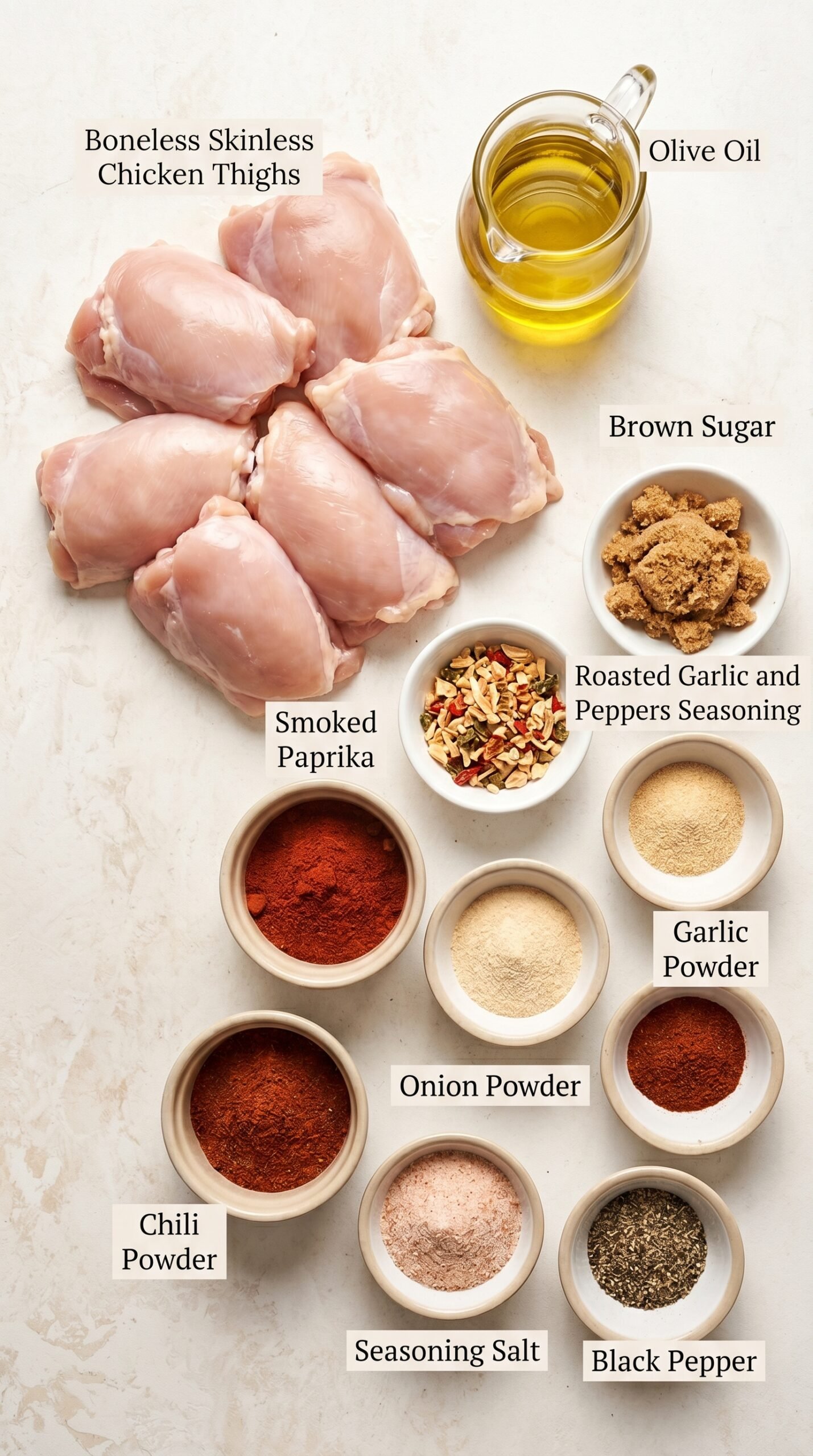 Smoked Boneless Skinless Chicken Thighs on Pellet Grill recipe ingredients