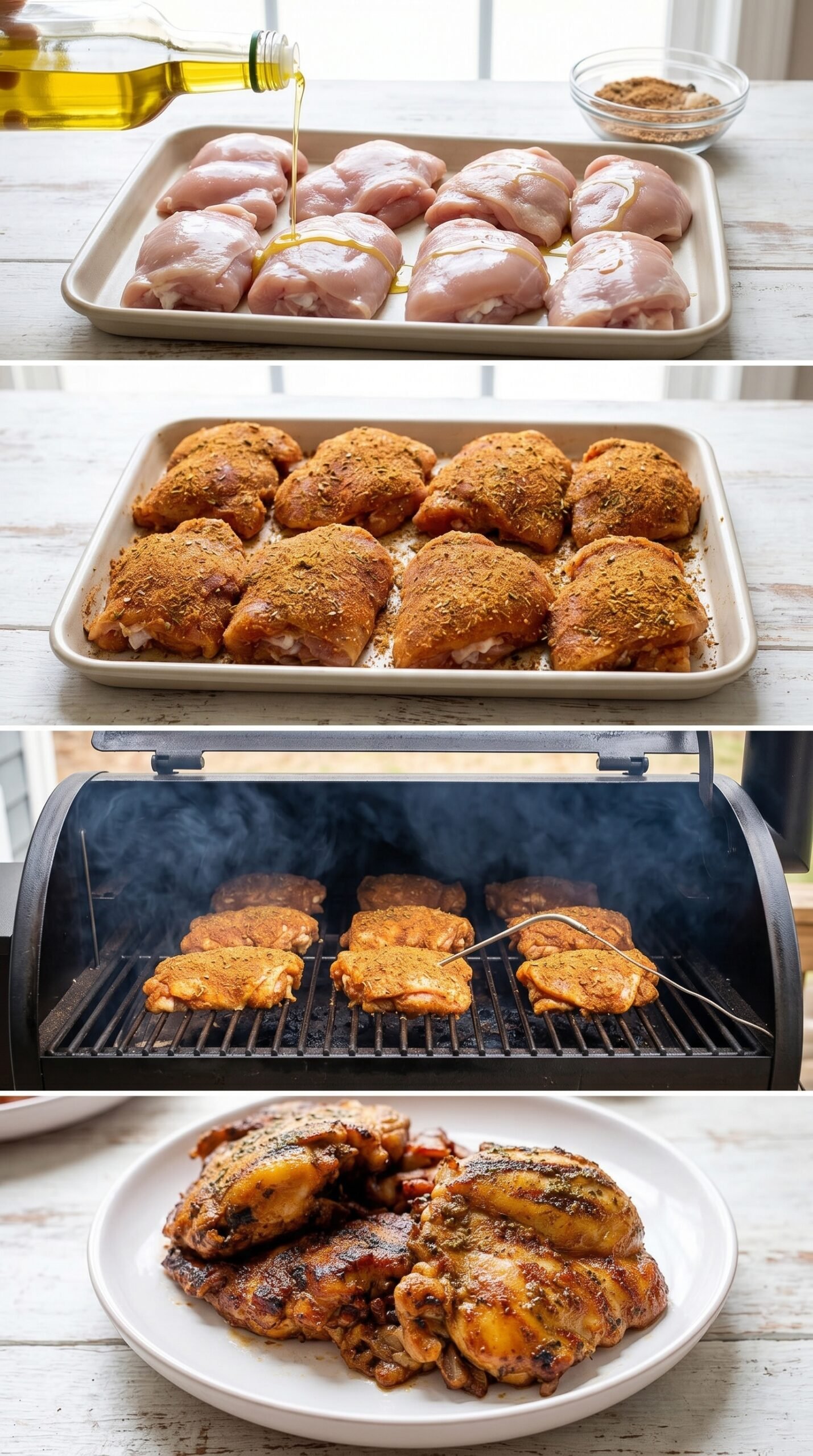 Smoked Boneless Skinless Chicken Thighs on Pellet Grill recipe instructions