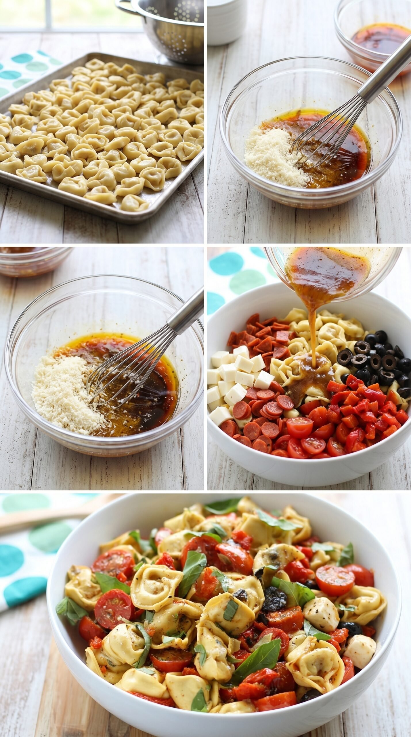 Yummy Roasted Red Pepper and Parmesan Tortellini Salad recipe instructions