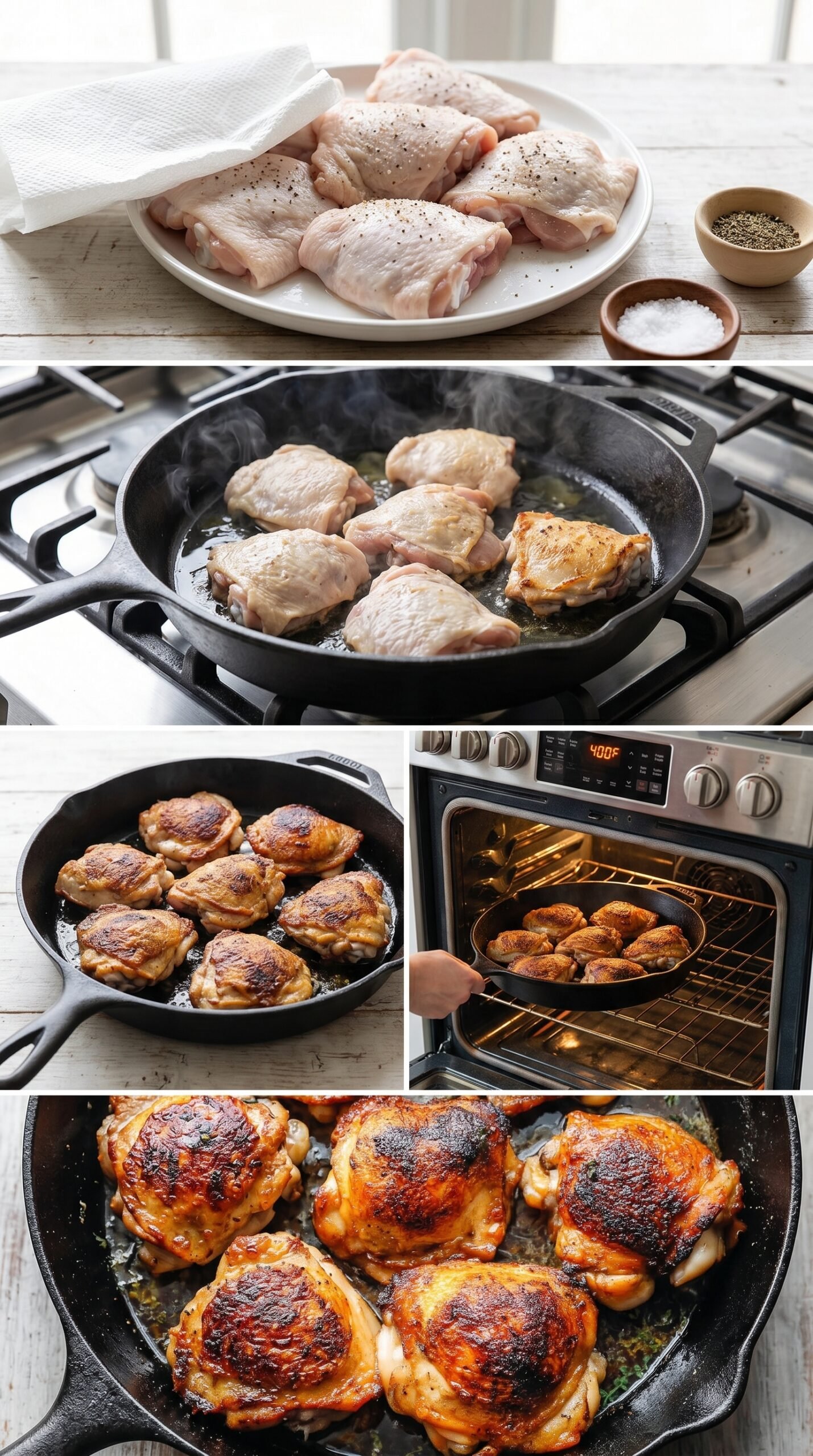 Cast Iron Chicken Thighs with Crispy Skin recipe instructions