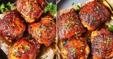 Hot Honey Chicken Thighs with Crispy Skin and Sticky Butter Glaze recipe photo