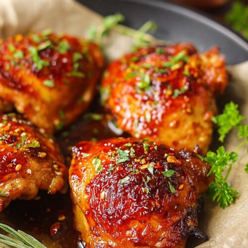 Hot Honey Chicken Thighs with Crispy Skin and Sticky Butter Glaze extra recipe photo
