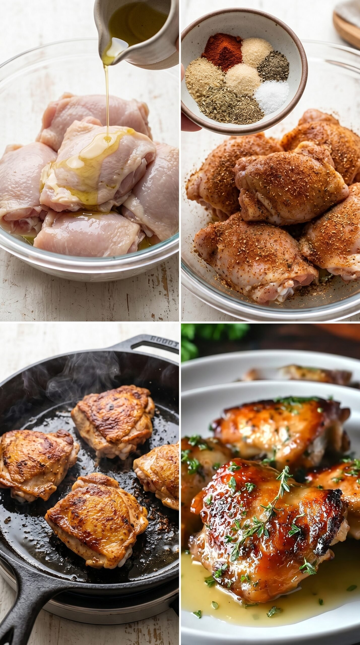 Pan Seared Boneless Chicken Thighs recipe instructions